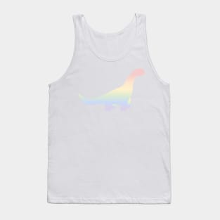 Rainbow Pastel Gradient Dinosaur (White Background) Tank Top
